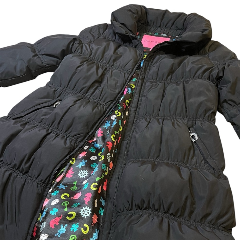 BETSEY JOHNSON Black Puffer Coat XL Down